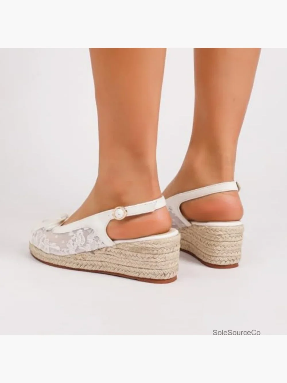 Women's Lace Wedge Espadrille Platform Sandals Slingback Heels